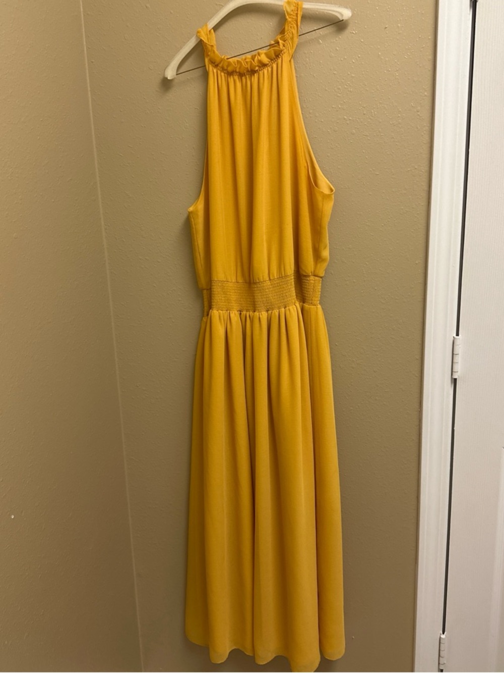 Worthington Mustard Yellow Halter Maxi Dress